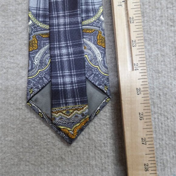 Vintage Versace Versus Tie Silk Gray Plaid Abstract Silk - Picture 8 of 8